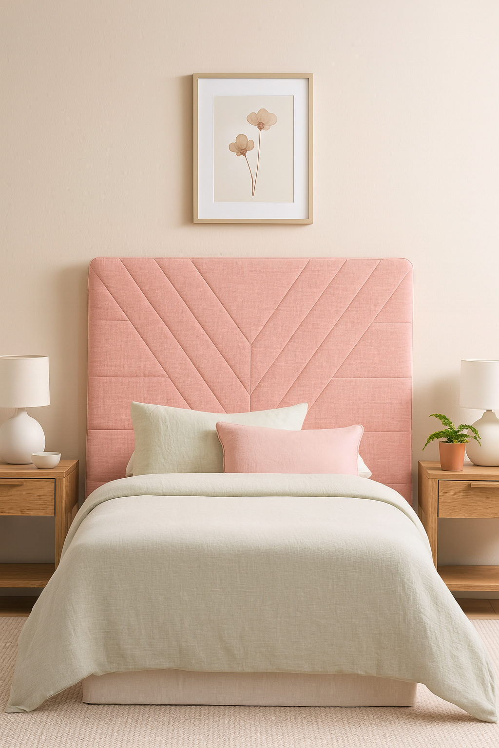 Lily Headboard - King Single Size - Pink Fabric (HB-L-KS-PF)