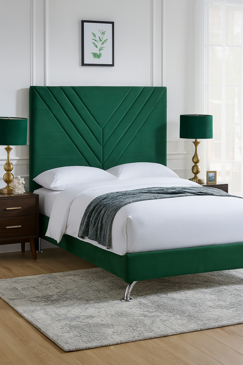 Lily Headboard - King Single Size - Green Velvet