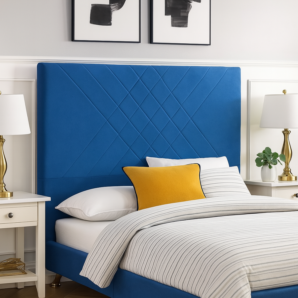 Wilson Headboard - Double Size - Navy Blue Velvet - Clearance Price $169 (HB-W-DO-NBV)