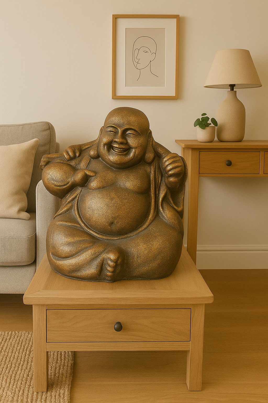 Laughing Buddha Statue - Fiber Cement