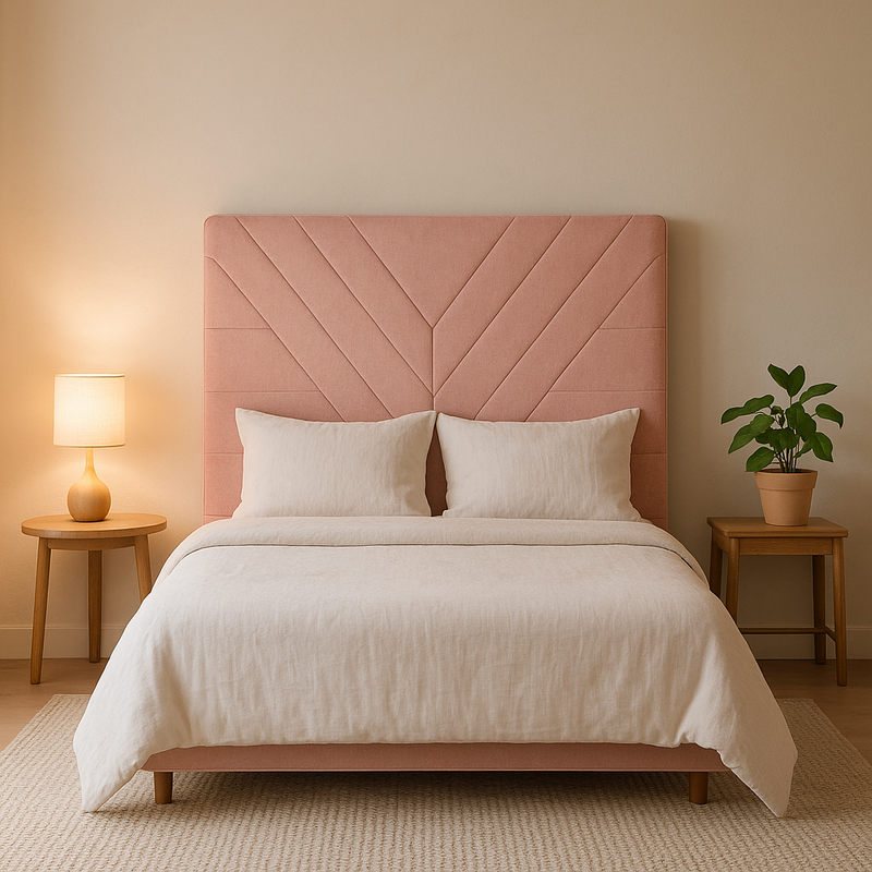 Lily Headboard - King Single Size - Pink Velvet