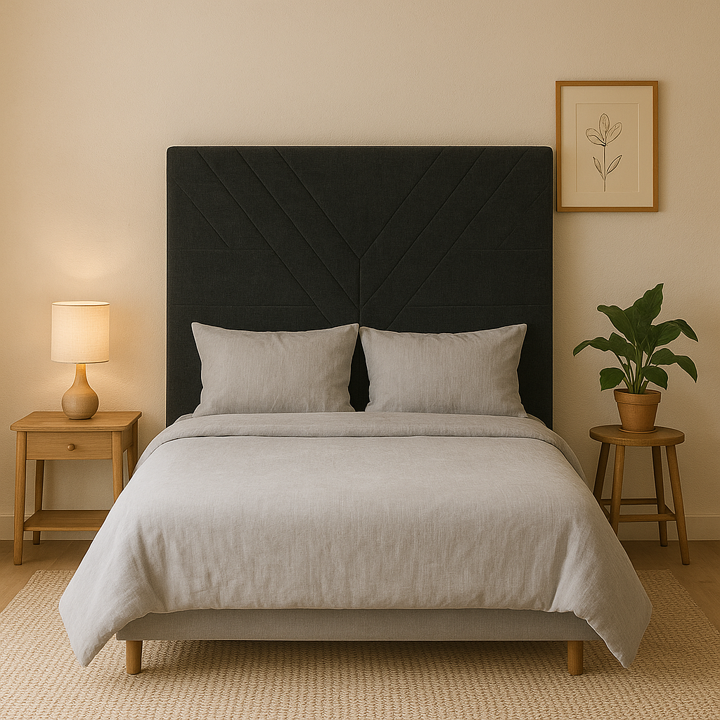 Lily Headboard - King Single Size - Black Fabric (HB-L-KS-BF)