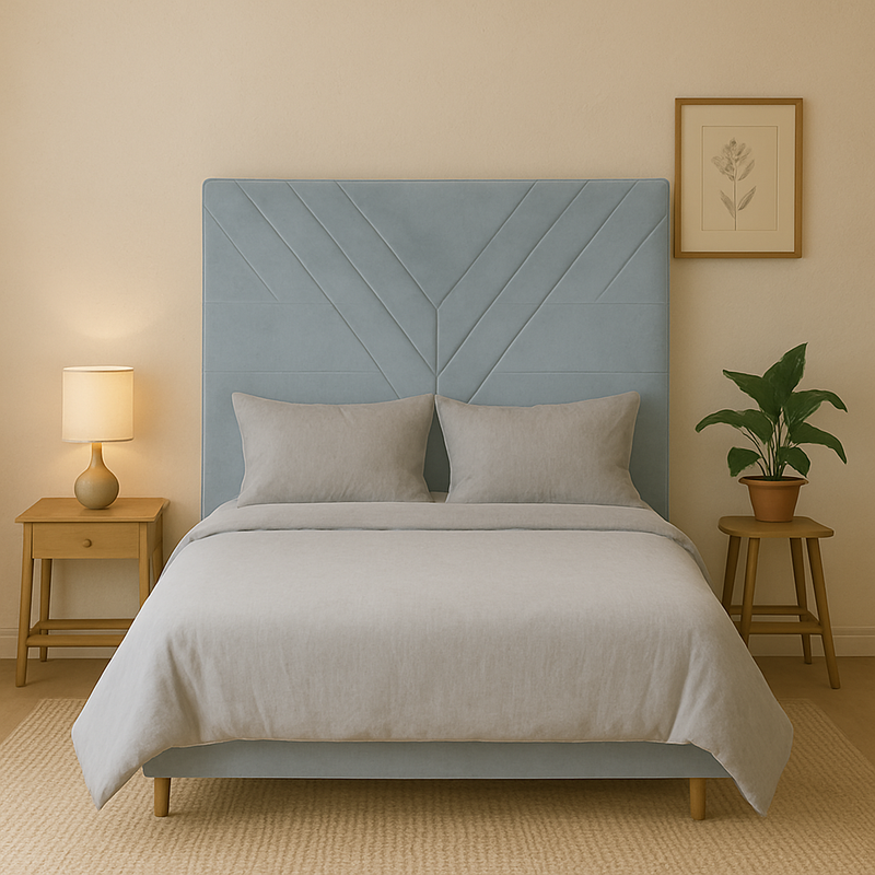 Lily Headboard - King Single Size - Sky Blue Velvet