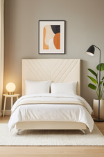 Lily Headboard - King Single Size - Light Cream Velvet