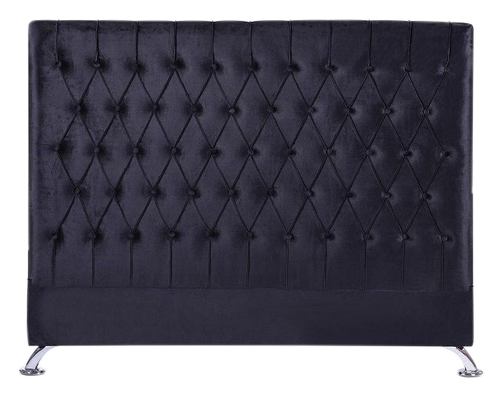 Dahlia Buttoned Queen Headboard - Black Velvet