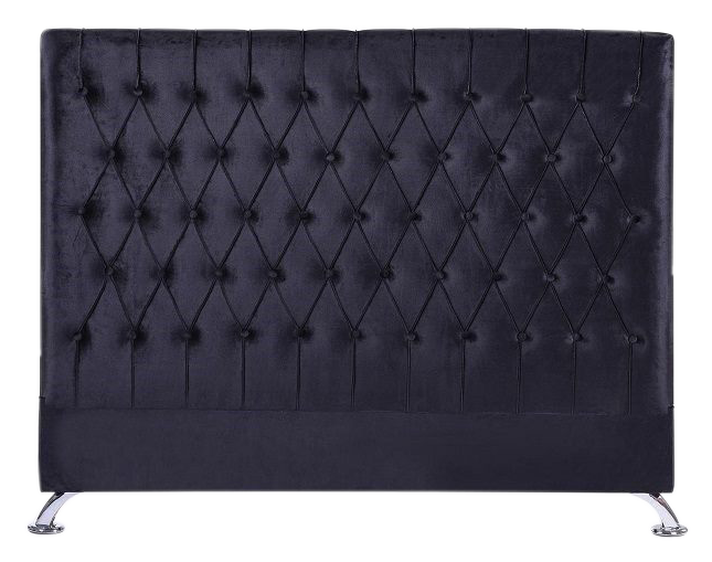 Dahlia Buttoned Queen Headboard - Black Velvet