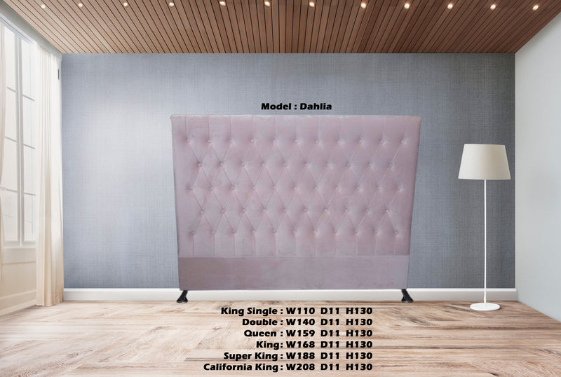 Dahlia Buttoned King Headboard - Pink Velvet