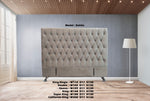 Dahlia Buttoned Queen Headboard - Stone Grey Velvet