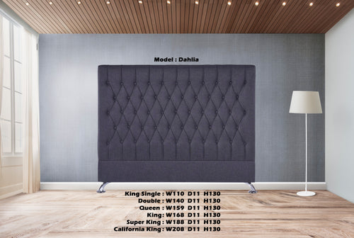 Dahlia Buttoned California King Headboard - DARK GREY FABRIC