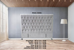 Dahlia Buttoned King Single Headboard - Light Grey Velvet