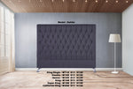 Dahlia Buttoned King Single Headboard - Dark Grey Fabric