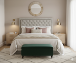 Ancona Buttoned King Headboard - Stone Grey Velvet