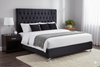 Dahlia Buttoned California King Headboard - Black Velvet