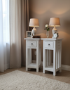 Bedside Cabinet Pair - Mindi Wood - White Wash Finish - 65cms