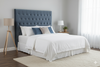 Dahlia Buttoned Queen Headboard - Blueish Grey Velvet