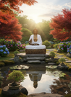 White & Gold Meditating Buddha Statue