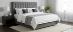 Maison Buttoned Super King Headboard - Dark Grey Fabric (New)