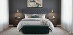 Ancona Buttoned California King Headboard - Dark Grey Velvet