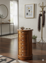 Handcrafted Wooden Carved Stool – Elegant Storage & Style