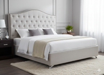 Nero Buttoned King Headboard - Light Grey Fabric