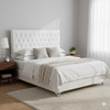 Dahlia Buttoned King Headboard - White Velvet