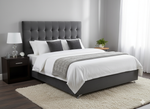Maison Buttoned Super King Headboard - Dark Grey Velvet