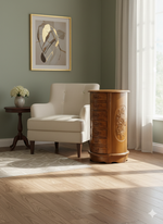 Handcrafted Wooden Carved Stool – Elegant Storage & Style