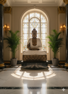 White & Gold Meditating Buddha Statue