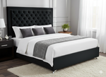 Ancona Buttoned California King Headboard - Black Velvet