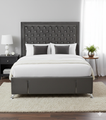 Ancona Buttoned King Headboard - Dark Grey Velvet with Crystals
