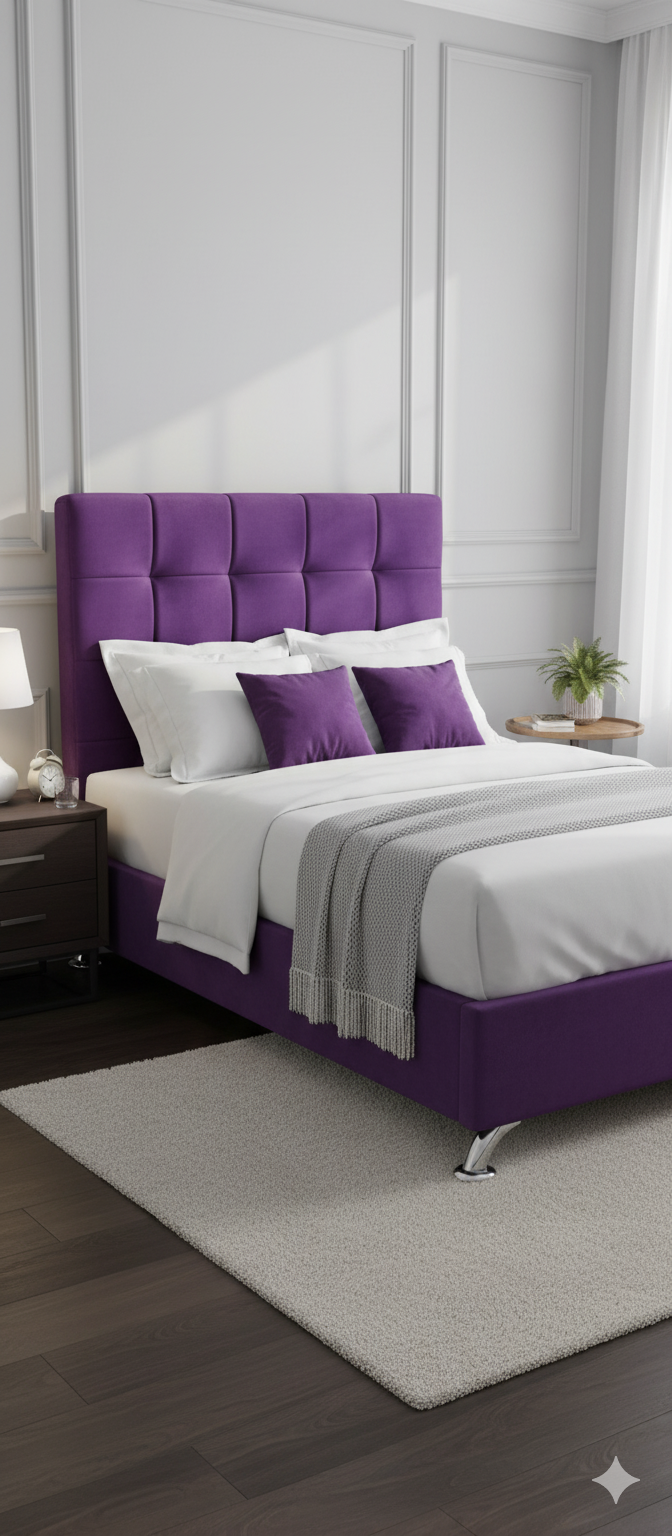 Patsy King Single Headboard - Purple Velvet