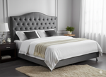 Nero Buttoned Queen Headboard - Dark Grey Velvet