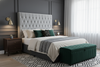 Dahlia Buttoned King Single Headboard - Light Grey Velvet