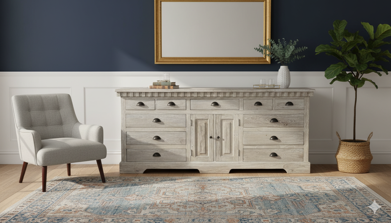 Rustic Solid Wood Buffet Table