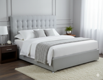 Maison Buttoned Super King Headboard - Light Grey Fabric (New)