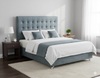 Maison Buttoned Queen Headboard - Blue Grey Velvet