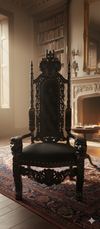 Throne Chair (King/Queen Chair) - Mahogany Wood - Black Finish