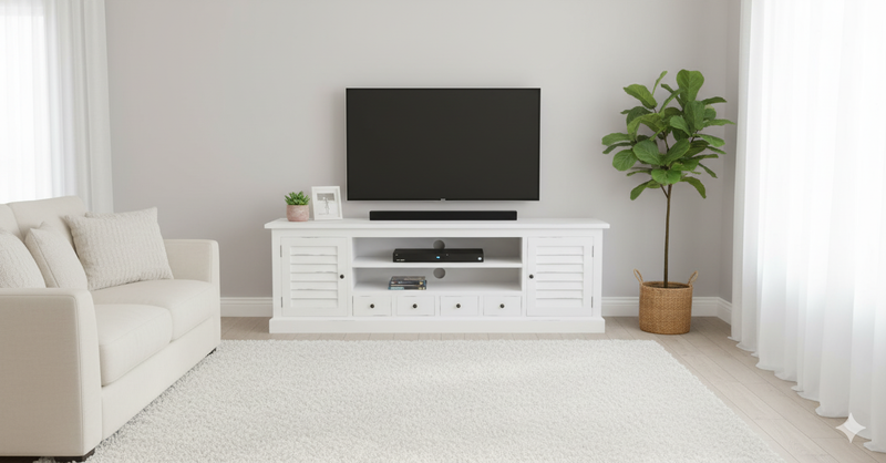 Entertainment/ TV Unit - White Distressed