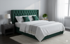 Winston Buttoned Super King Headboard - Forest Green Velvet with Crystals