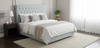 Dahlia Buttoned Super King Headboard - Ash White Velvet (Sky Blue Shade)
