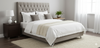 Dahlia Buttoned California King Headboard - Stone grey velvet
