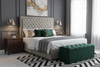 Ancona Buttoned Super King Headboard - Light Grey Velvet