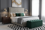 Ancona Buttoned Super King Headboard - Light Grey Velvet