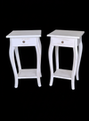 Minimalistic Bedside Cabinet Pair - Mindi Wood - White Wash Finish