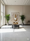 White & Gold Meditating Buddha Statue