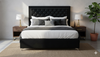 Ancona Buttoned California King Headboard - Black Velvet with Crystals
