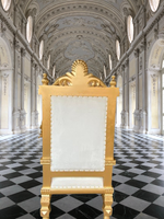 Throne Chair (King/Queen Chair) - Mahogany Wood - White & Gold