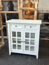White Wooden Storage Cabinet with Glass Doors