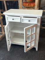 White Wooden Storage Cabinet with Glass Doors