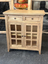 Rustic Wooden Storage Cabinet with Glass Doors